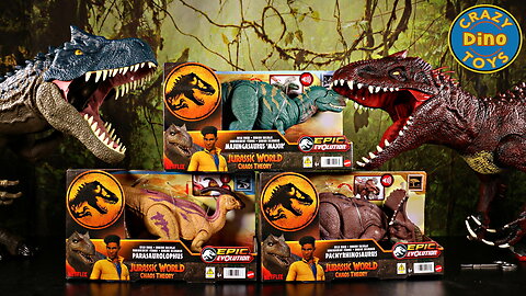 3 Jurassic World Chaos Effect Dinosaur Toys Unboxed Majungasaurus Parasaurolophus Pachyrhinosaurus