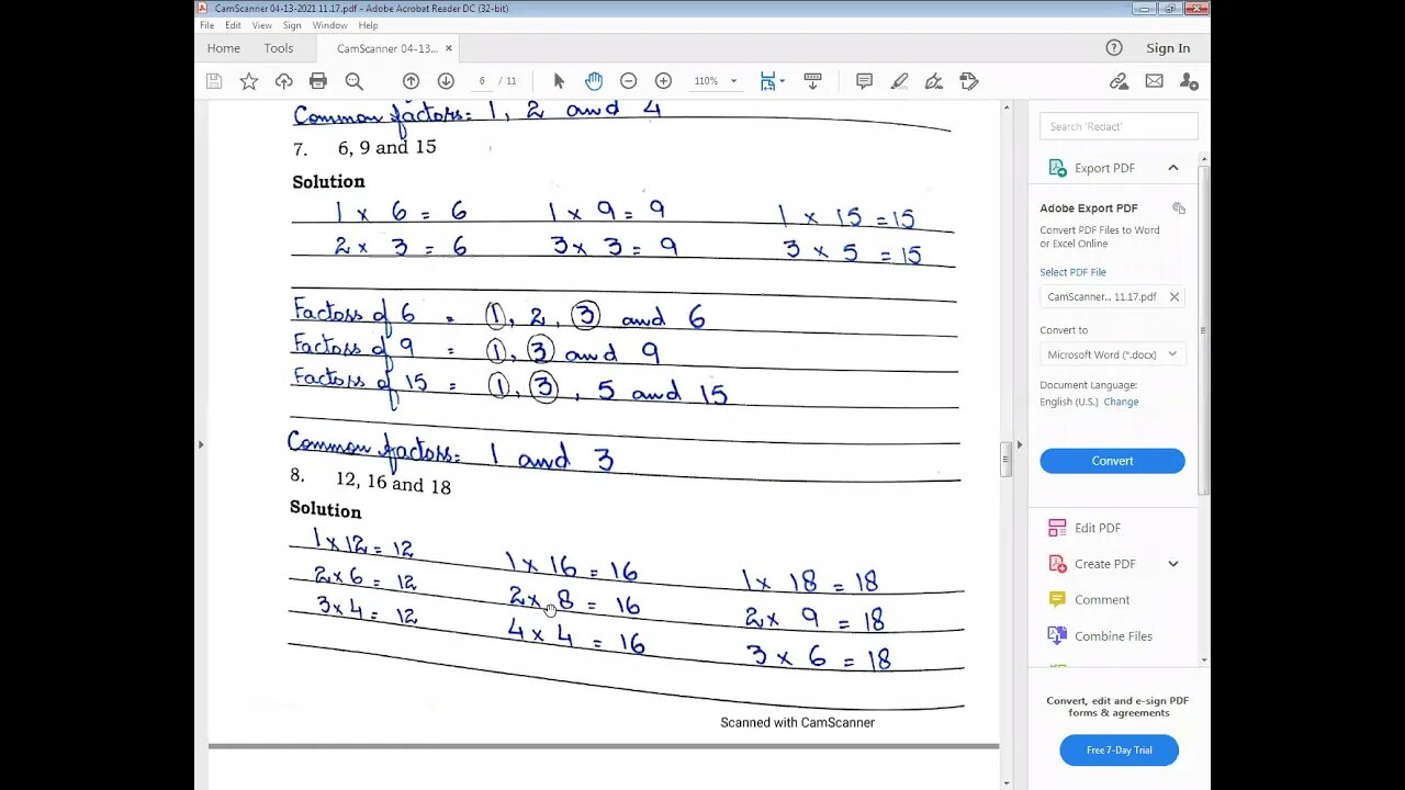 Math A Class 4 22 April 21