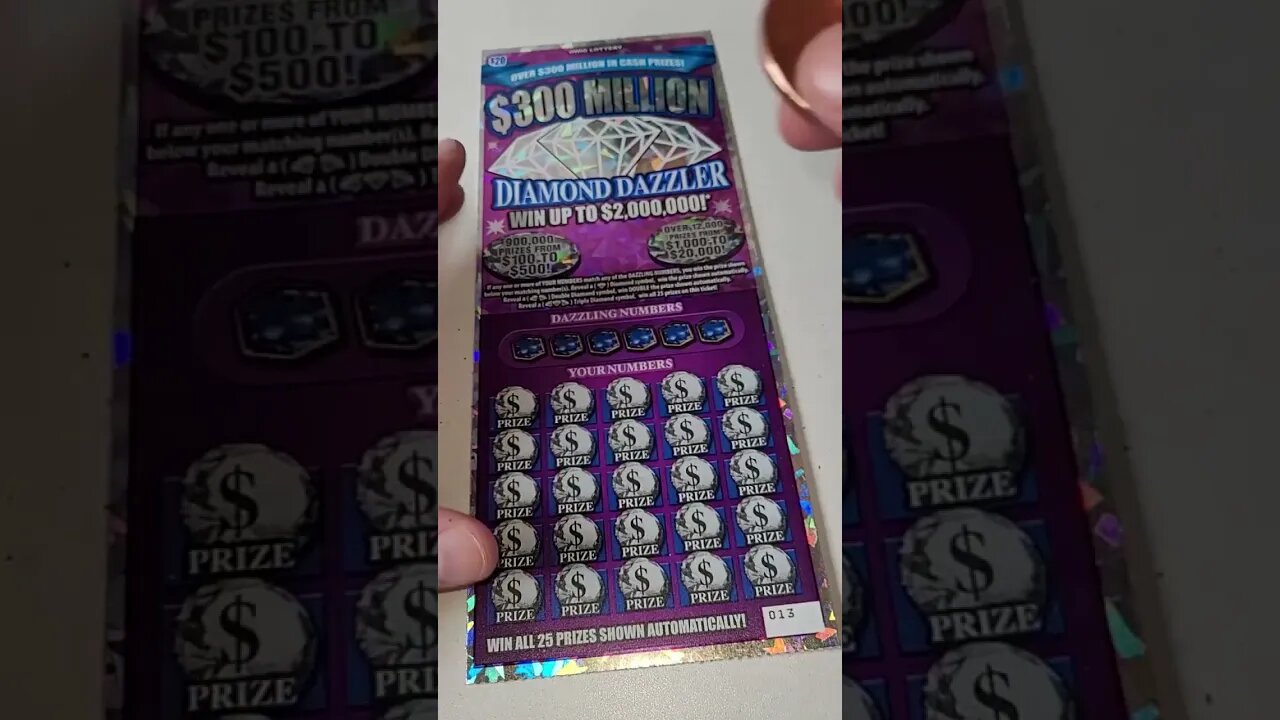 $2,000,000 Lottery Tickets Dimond Dazzler Ohio Scratch Offs!