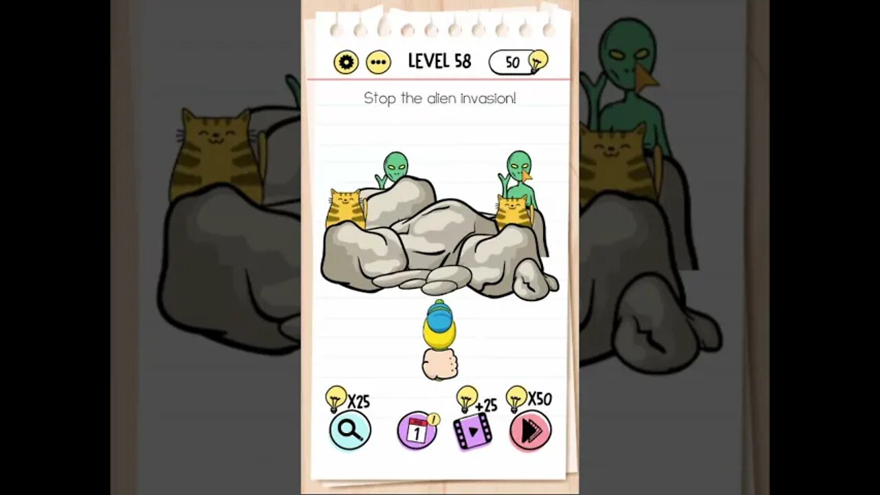 Brain Test Tricky Puzzles Level 58 Stop the alien invasion!