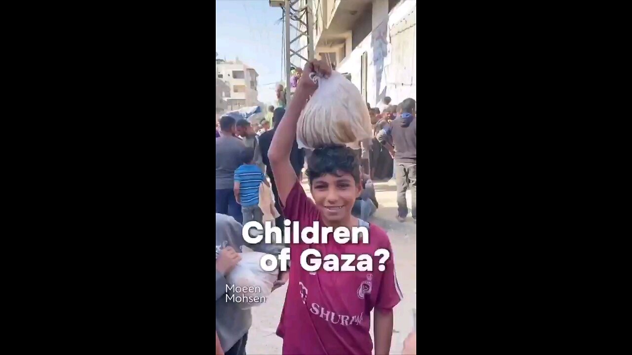 Can you imagine children being happy just because they got a bag of bread in Gaza Palestine.