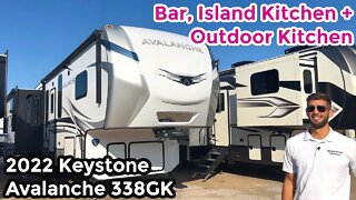 Island Kitchen, Bar, AND Outdoor Kitchen Fifth Wheel! 2022 Keystone Avalanche 338GK