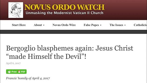 Francis the Blasphemer: Jesus Christ “made Himself the Devil”!