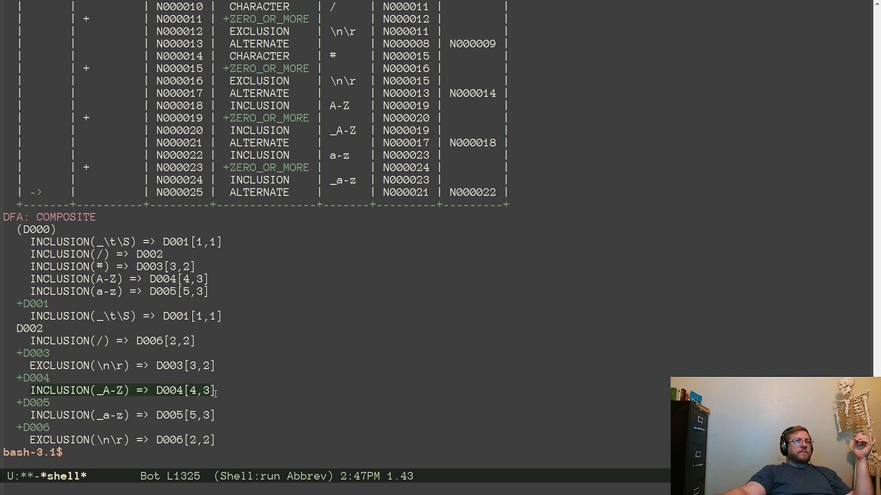 Compiler From Scratch: Phase 1 - Tokenizer Generator 006A: Bug fix then getting NFA/DFA from config.