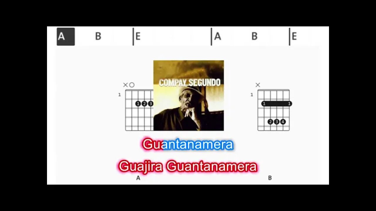 Compay Segundo Guajira Guantanamera - (Chords & Lyrics like a Karaoke)