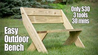 $30 Outdoor Bench with Back from 2x6s [Only 3 Tools and 30mins]