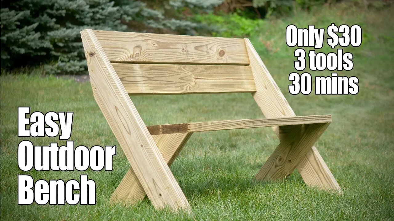 $30 Outdoor Bench with Back from 2x6s [Only 3 Tools and 30mins]