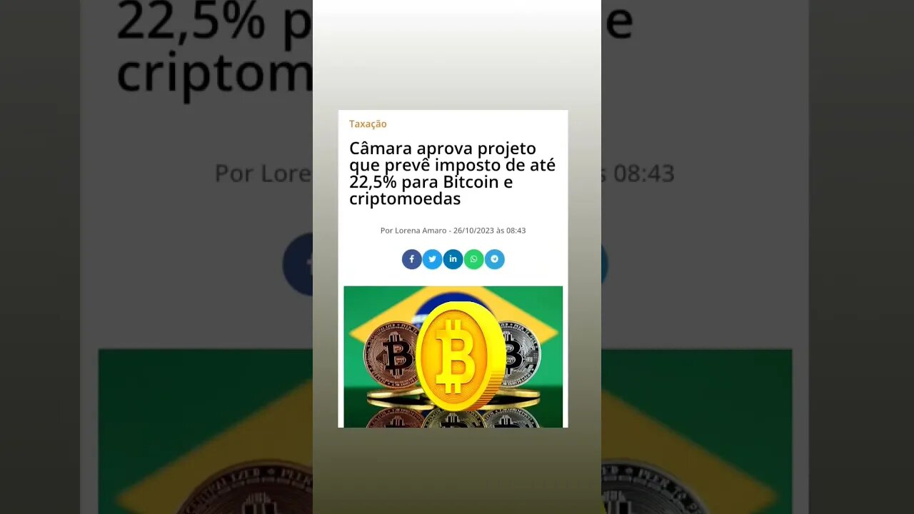Imposto de 22,5% para investidores em cripto. #FazL