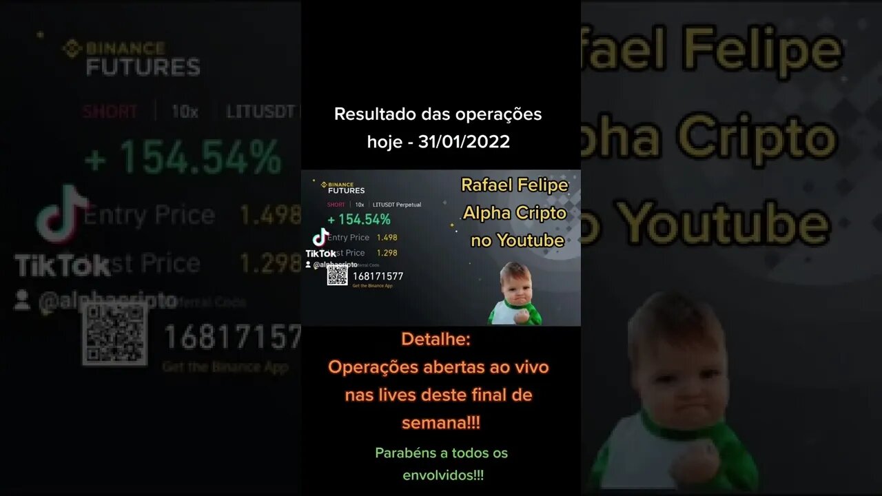 Resultados dos Trades em CRIPTO abertos ao vivo nas últimas lives - 31/01/2022