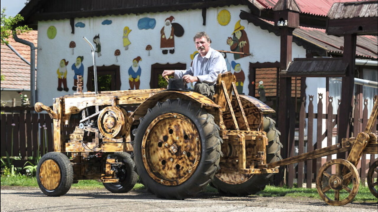 Man Builds Tractor From Pine Wood