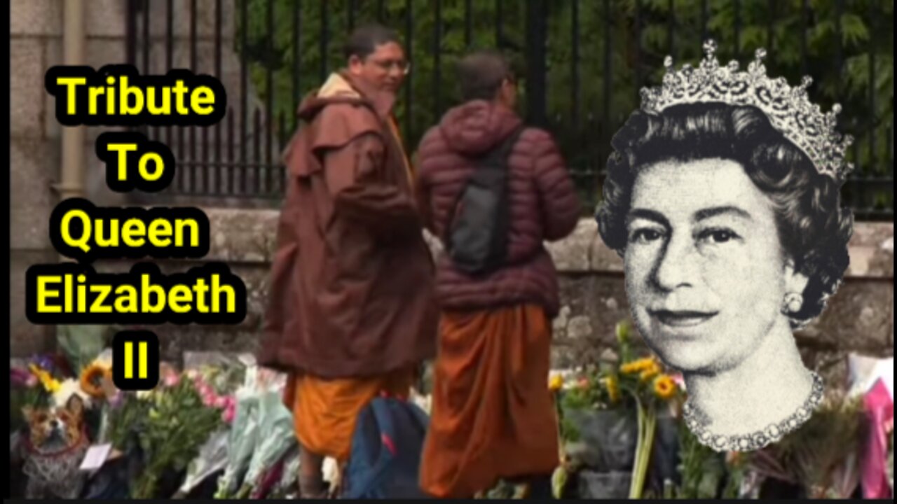 Heart Warming Moment Buddhist Monks Leave Flowers - Queen Elizabeth II Tribute