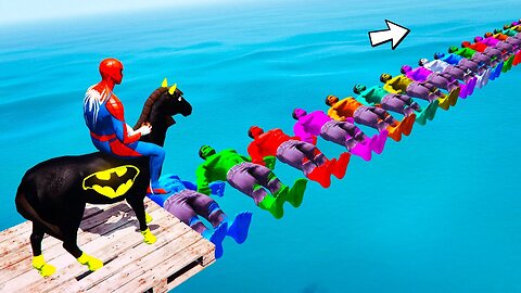 Spider-Man Horse, Cow, and Pig run over the Bridge of the Hulks #gtav #gta5