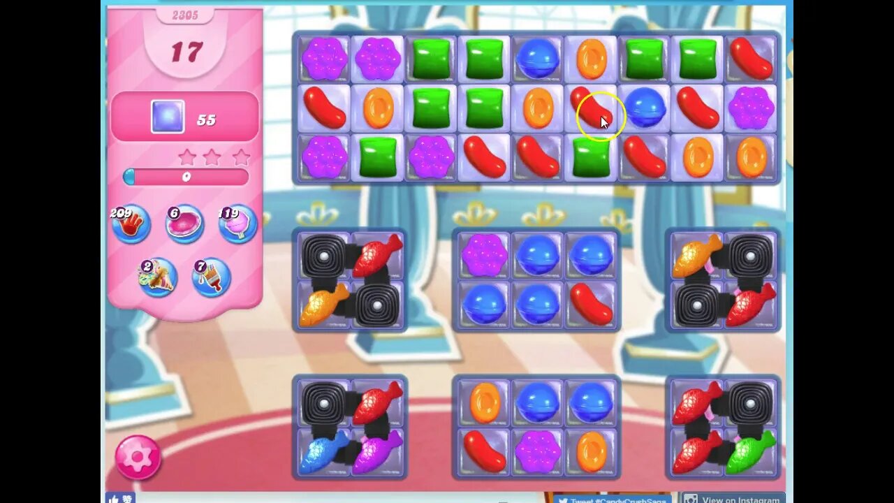 Candy Crush Level 2305 Audio Talkthrough, 2 Stars 0 Boosters