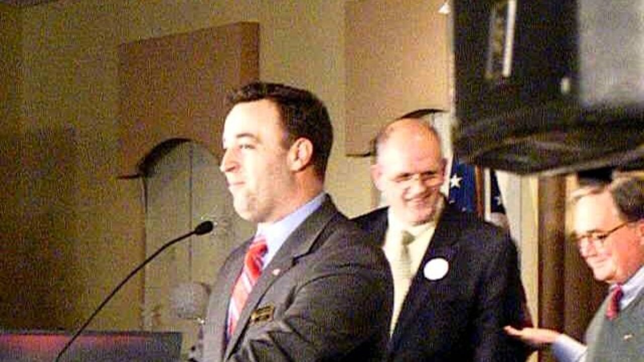 Santorum is introduced at the post election event.AVI