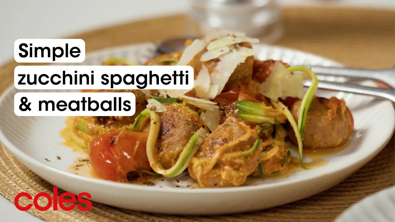 Simple zucchini spaghetti and meatballs