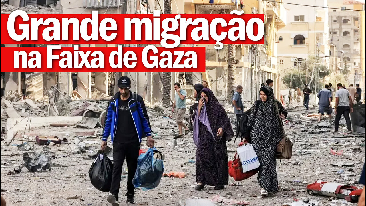 Grande migração de palestinos que fogem de Gaza | Large migration of Palestinians fleeing Gaza