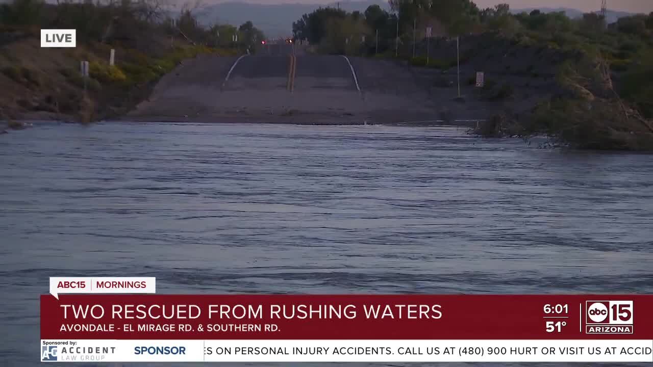 Two rescued after getting stuck in floodwater near Avondale