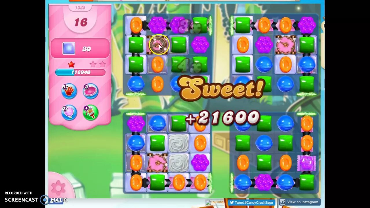 Candy Crush Level 1335 Audio Talkthrough, 1 Star 0 Boosters