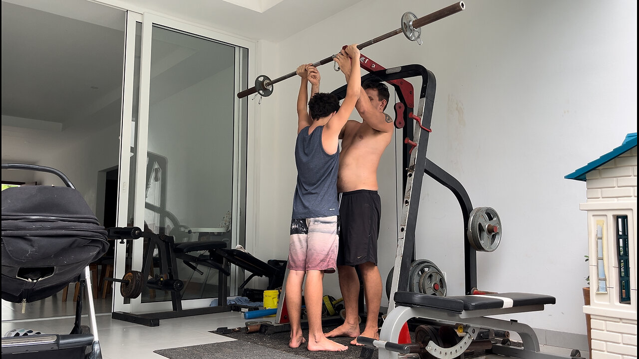 100 SUBSCRIBERS !!! Father & Son Workout - Cut Day 57 - Shoulders with 1 Set to Failure