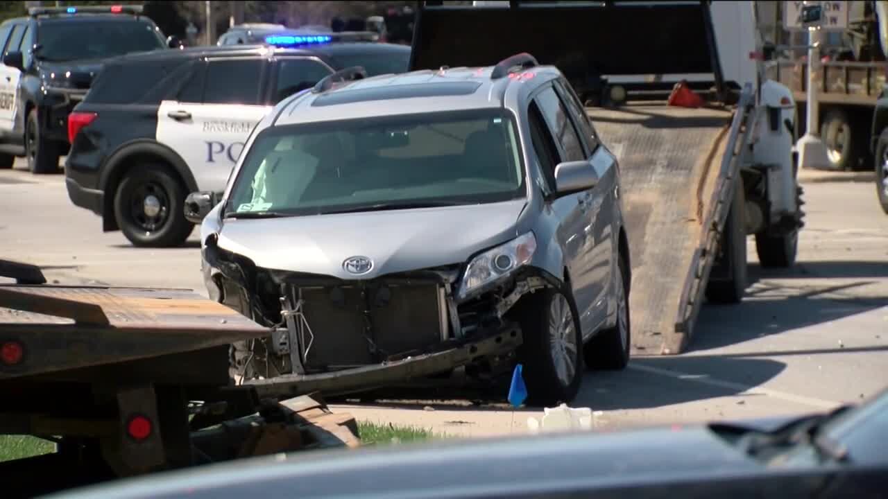 Crash and search for suspect near high school