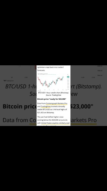 Bitcoin gives ‘encouraging signs’ "ready for $23,000" #cryptomash #ytshorts #cryptonews