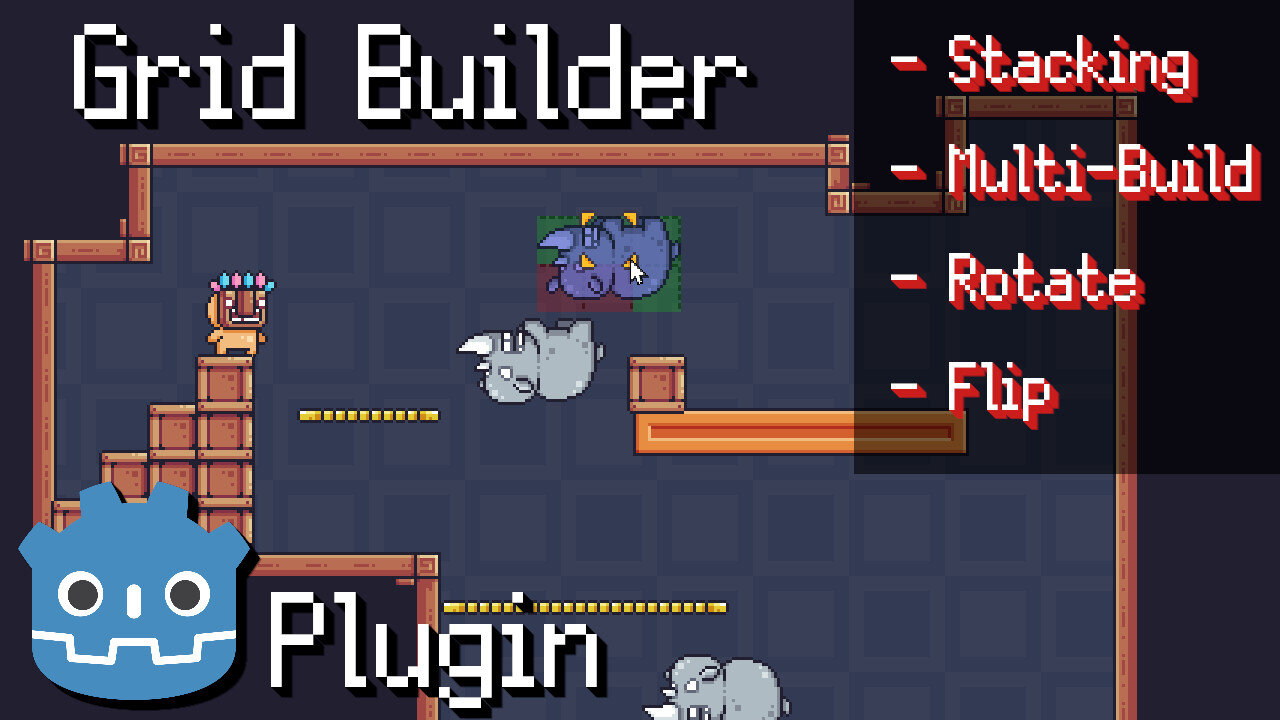 Press-Drag to Build, Object Stacking, Rotate, and Flip Gameplay with Grid Builder Plugin in Godot 4