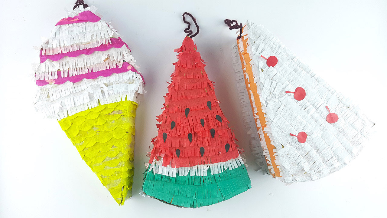 DIY Watermelon, Ice Cream & Sliced Cake Pinata I The Little Mouse Project