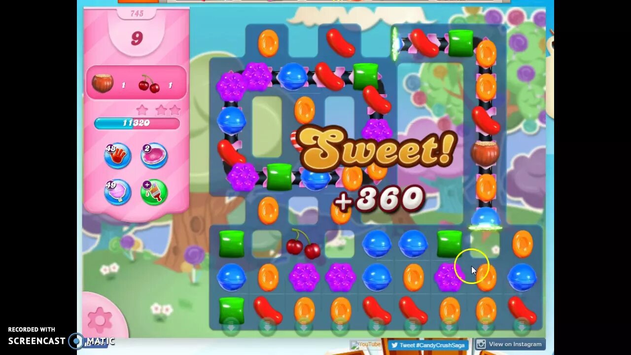 Candy Crush Level 745 Audio Talkthrough, 3 Stars 0 Boosters