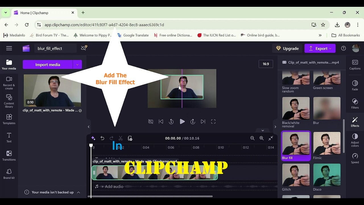 Add The Blur Fill Effect In Clipchamp