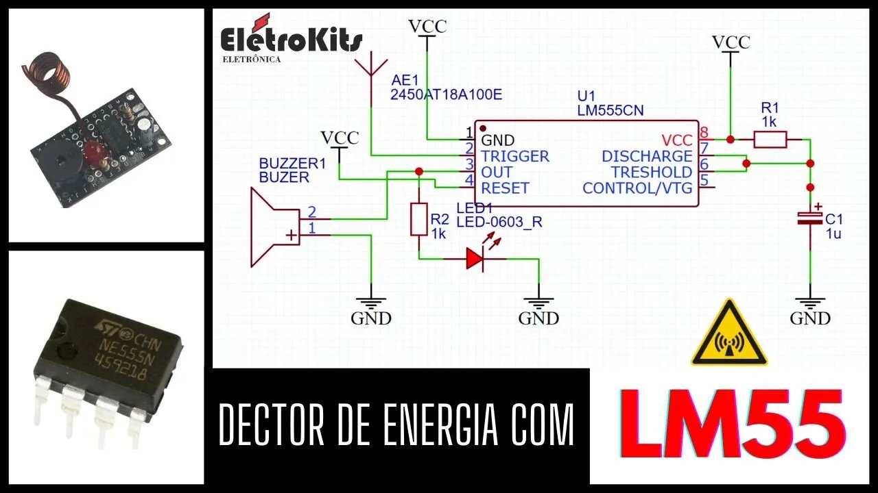 Como montar um detector de energia eletrica com LM555 fase neutro