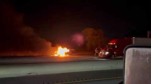 Car Fire On Highway 401 Toronto