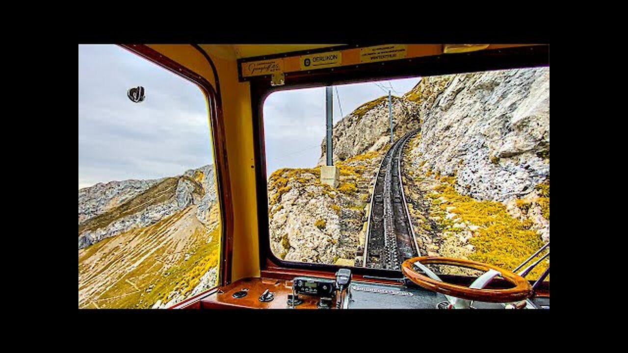 Breathtaking train ride in the Swiss Alps 🇨🇭 Pilatus 4K