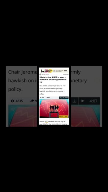 US Stocks Lose $1.25T In A Day — More Than Entire Crypto Market Cap @AltcoinDaily @BitBoyCrypto