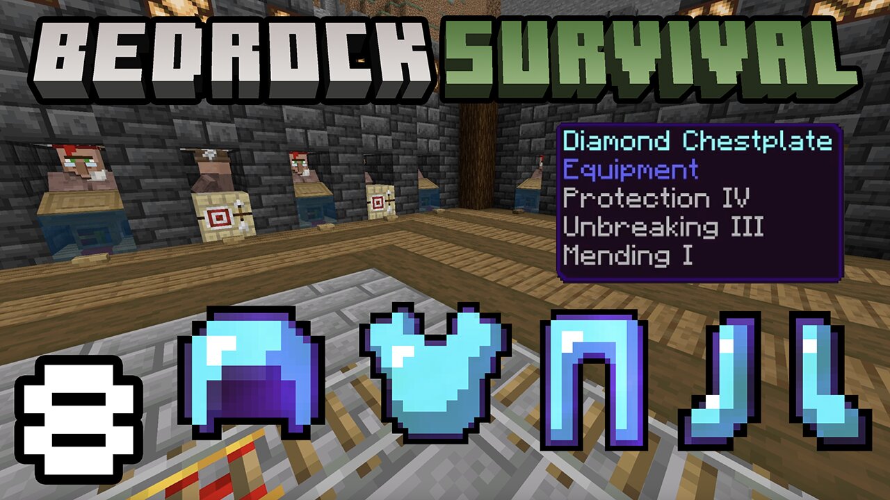 Bedrock Survival 8 Villager Trading Hall!