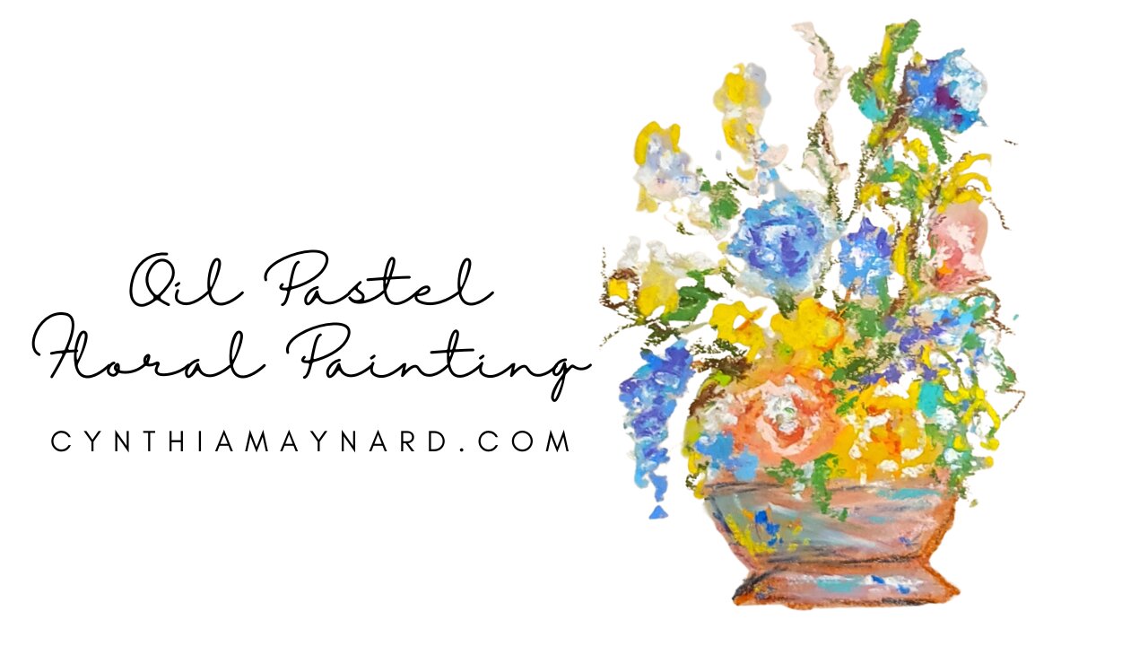 Oil Pastel Florals in a Vase Painting