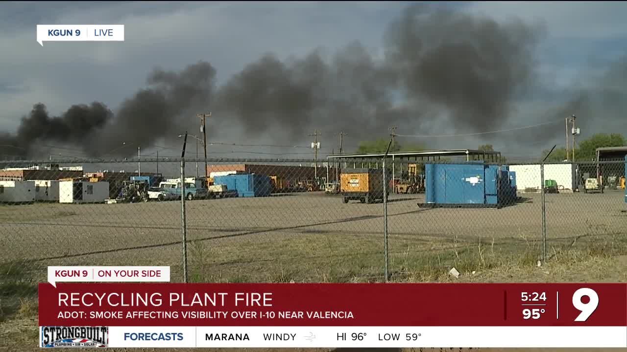 Fire at recycling plant near I-10