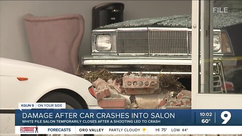 Tucson salon temporarily closes after a car crashes into their entrance