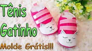 Como Fazer Tênis P/ Bebê (gatinho) MOLDE GRÁTIS!