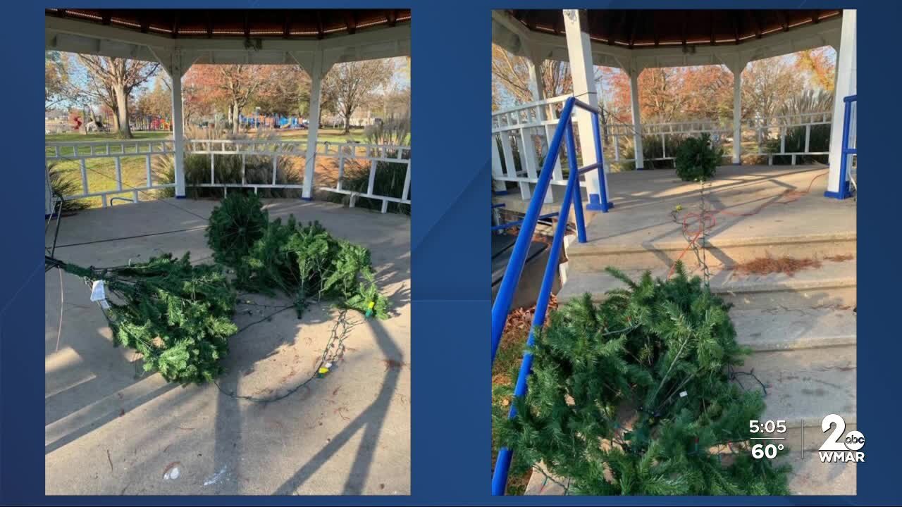 Christmas decorations vandalized at Havre de Grace park