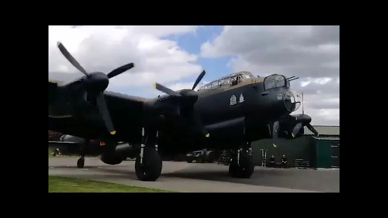 Lancaster Bomber Running Its Engines