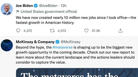 美國總統拜登表示上任以來創造了1000萬個就業職位，比起白宮發言人只少了一千倍