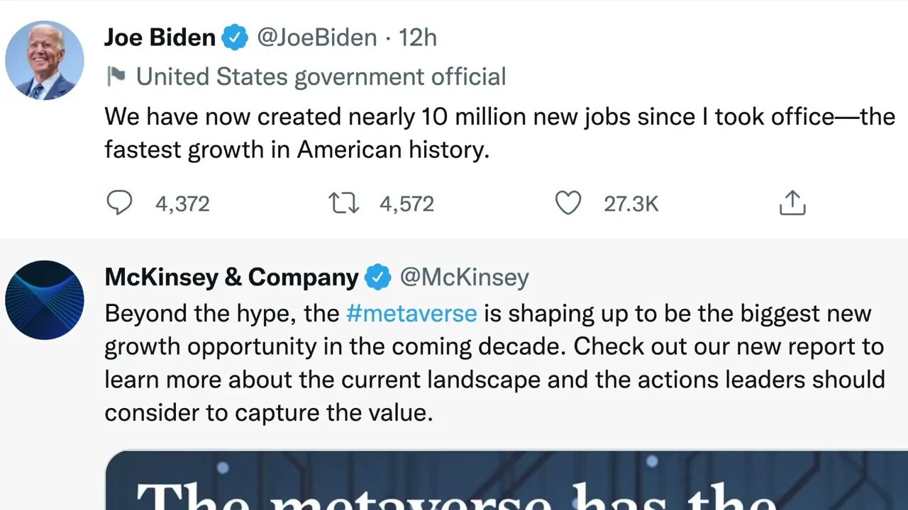 美國總統拜登表示上任以來創造了1000萬個就業職位，比起白宮發言人只少了一千倍