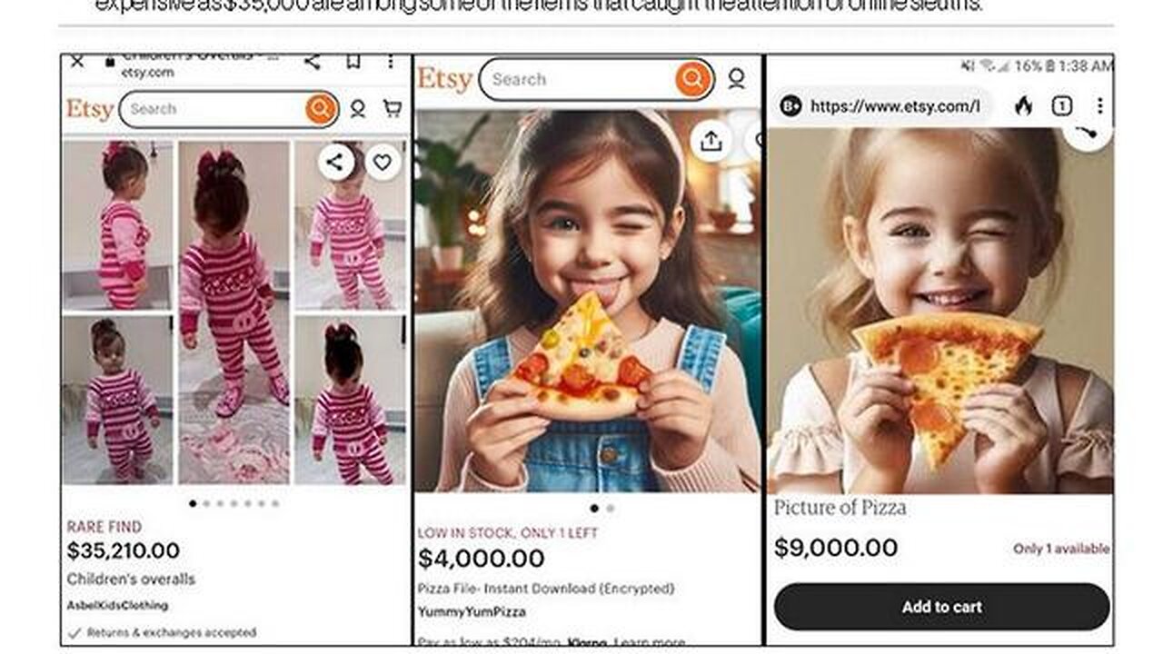 PEDOPHILIA, Nothing To See Here! It's 'Normal' For People To Sell 'Pizza' On Etsy For $4,000!