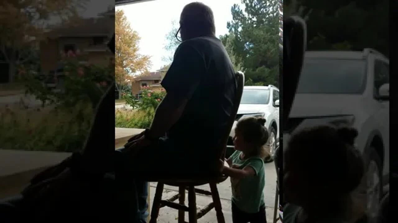 Bella Spinning Grandpa round and round in a Chair!
