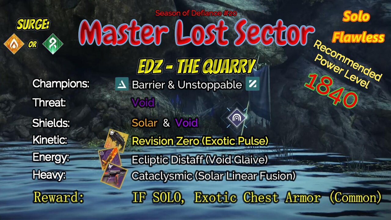 Destiny 2 Master Lost Sector: EDZ - The Quarry on my Solar Hunter Solo-Flawless 5-10-23