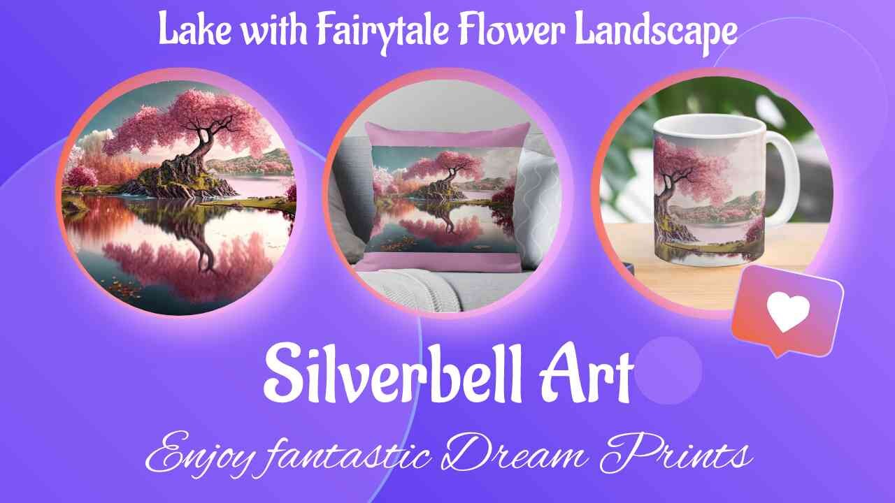 Silverbell Art presents a fairytale Landscape of Flowers right on the Lake