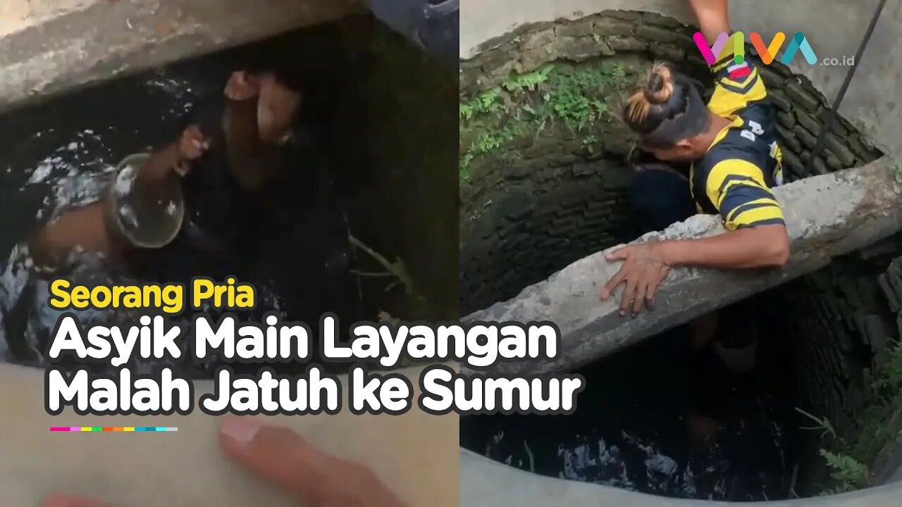 APES! Pria Ini Nyemplung ke Sumur Saat Main Layangan