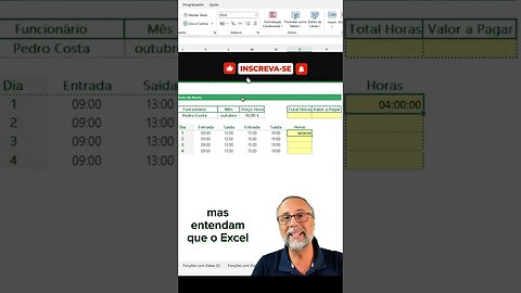 Calcular horas trabalhadas com turnos - Parte 1/5 #Shorts #dicasexcel #excelênciaemplanilhas