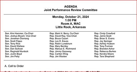 Arkansas State Legislature Hearings on Paper ballots 1pm 10.21.24. Livestream