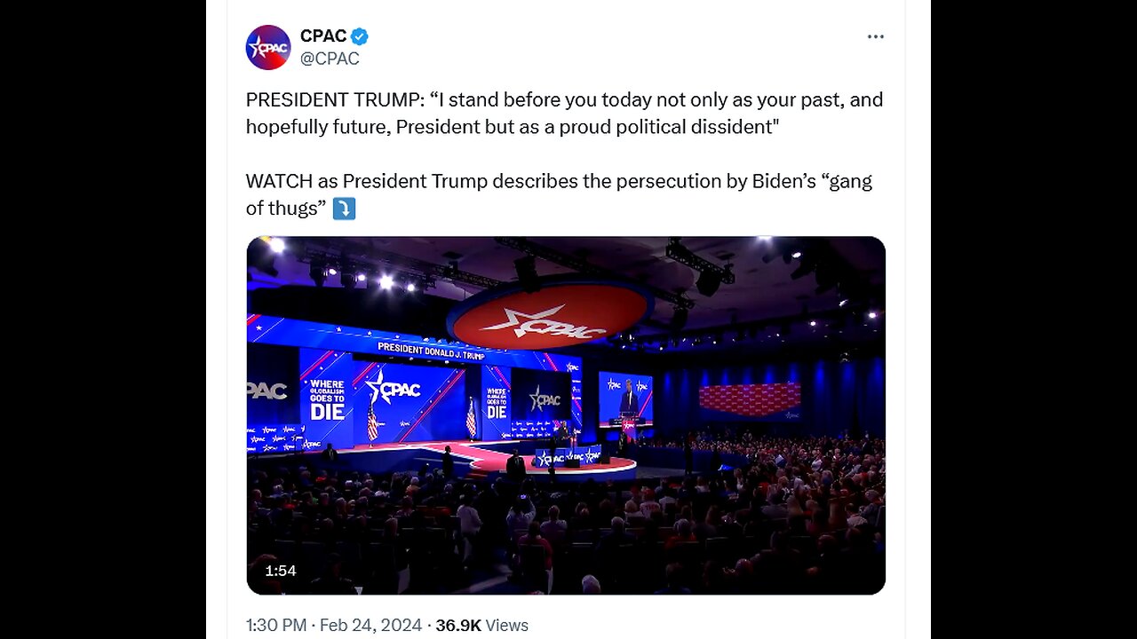 Trump Slams Biden At CPAC: I'm A "Proud Political Dissident"